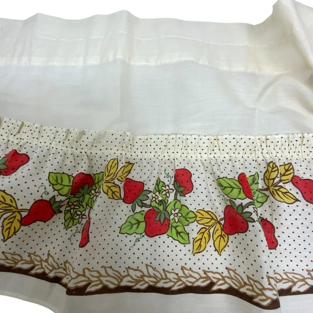 Vintage Strawberry Polka Dot Kitchen Rod Pocket Curtain Valance Tier Cream Red